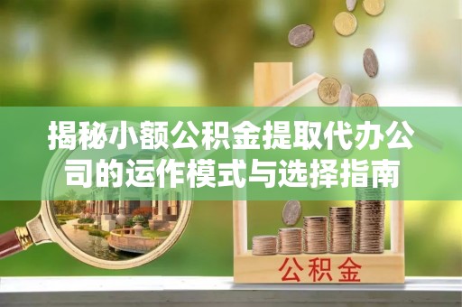 美兰揭秘小额公积金提取代办公司的运作模式与选择指南