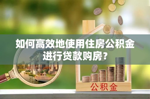 美兰如何高效地使用住房公积金进行贷款购房？